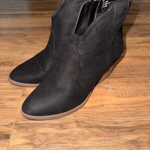 Sugar Black Ankle Booties with Brown Sole